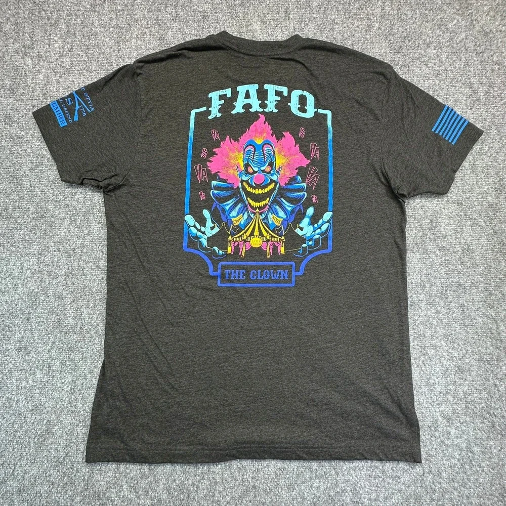 Grunt Style T Shirt Mens XL Grey FAFO The Clown Graphic Short Sleeve Tee - Picture 10 of 11